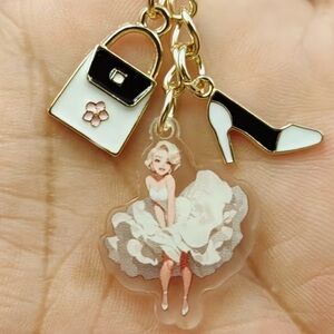 Charming Marilyn Monroe Black and White Bag Charm/Keychain